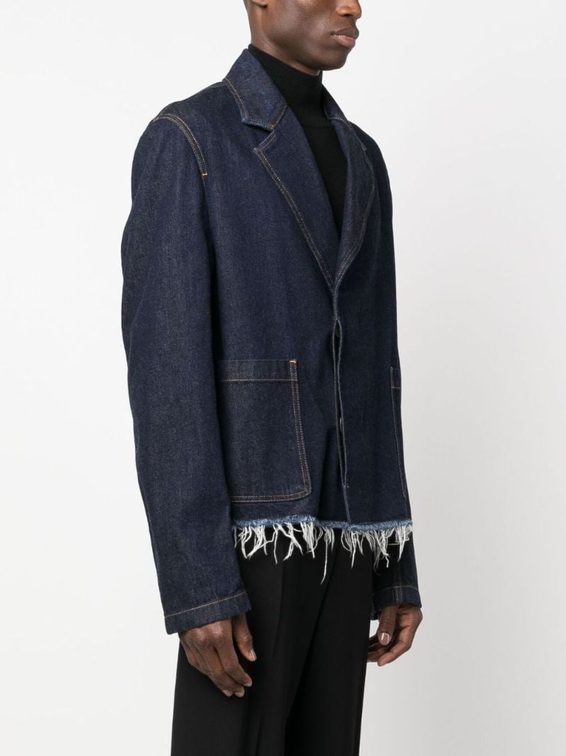 Blue Frayed Hem Denim Jacket