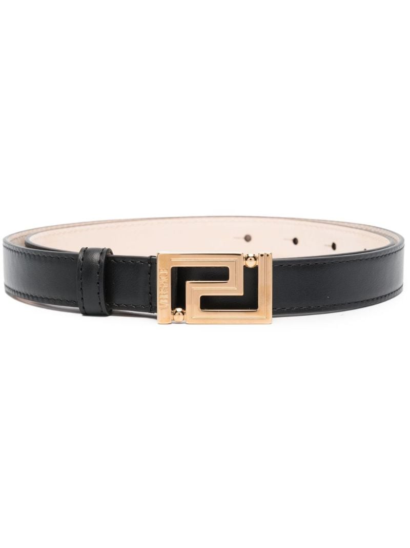 Black Greca Goddess Leather Belt