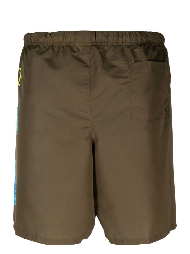 Brown Logo Print Swim Shorts