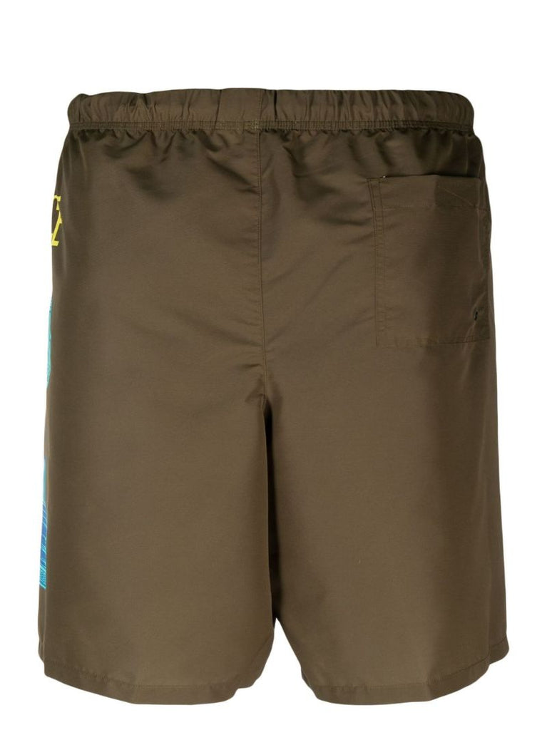 Brown Logo Print Swim Shorts