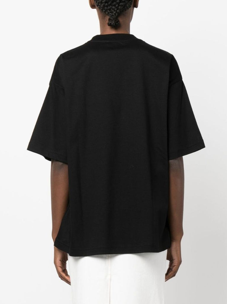 Black Curb-embroidered Cotton T-shirt