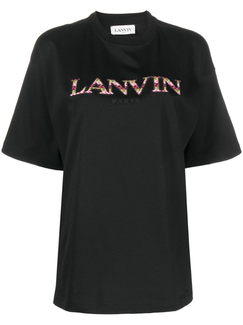 Black Curb-embroidered Cotton T-shirt