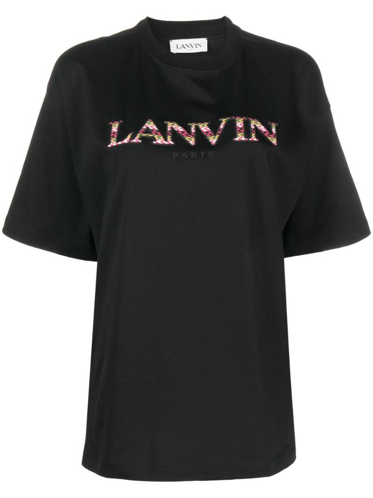 Black Curb-embroidered Cotton T-shirt
