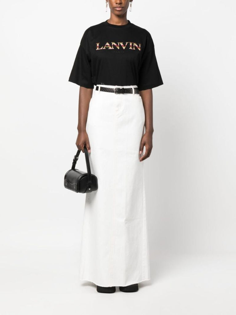 Black Curb-embroidered Cotton T-shirt