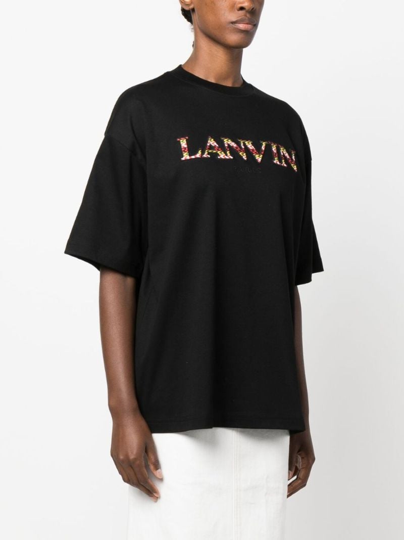Black Curb-embroidered Cotton T-shirt