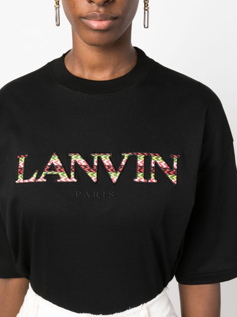 Black Curb-embroidered Cotton T-shirt