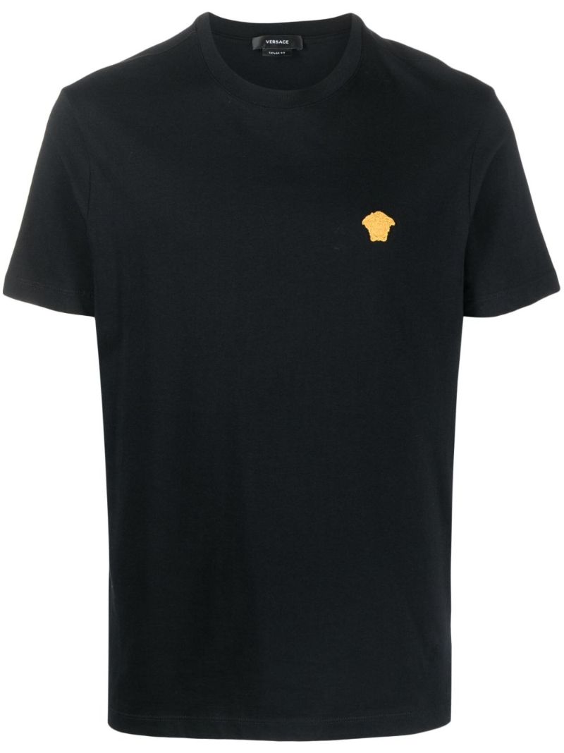 Black Medusa Embroidered Cotton T-shirt