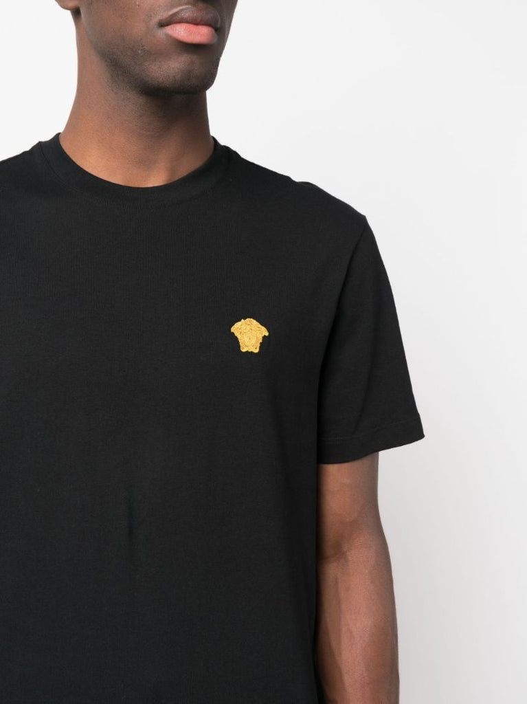 Black Medusa Embroidered Cotton T-shirt