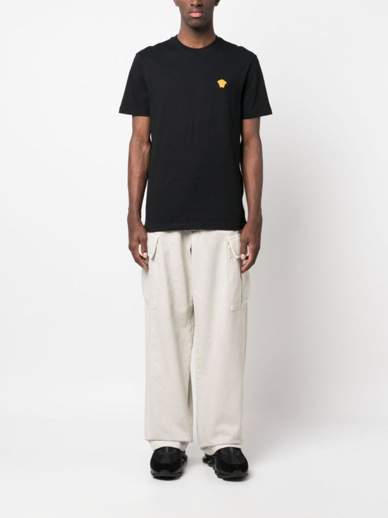 Black Medusa Embroidered Cotton T-shirt