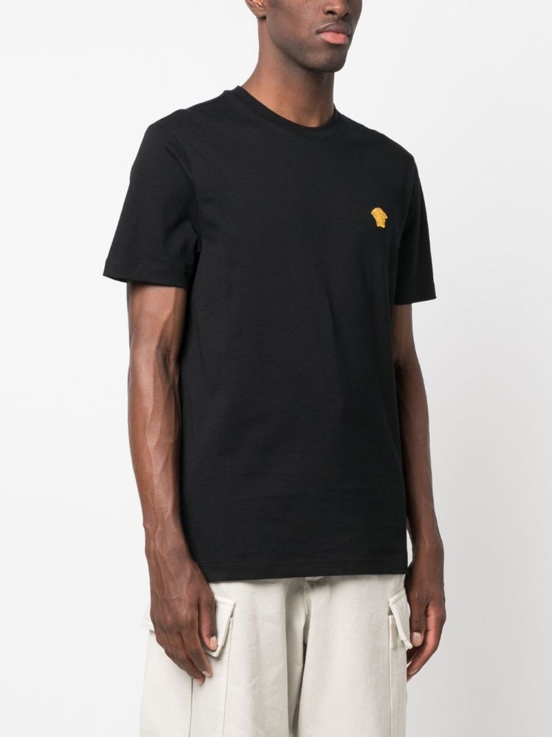 Black Medusa Embroidered Cotton T-shirt