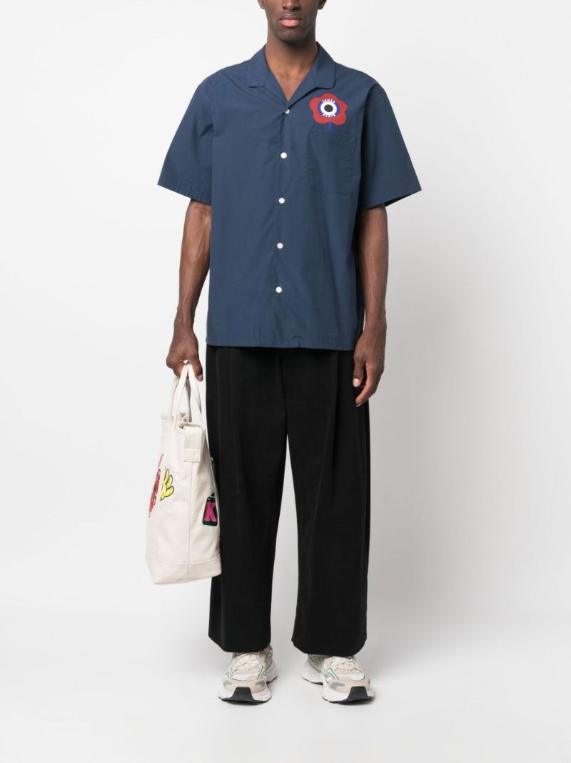 Blue Target-print Cotton Shirt
