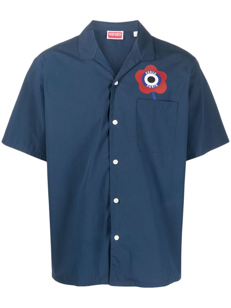 Blue Target-print Cotton Shirt