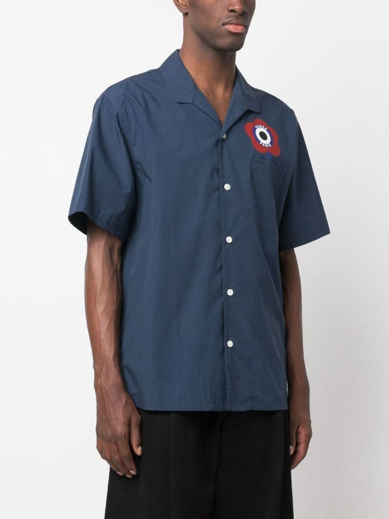 Blue Target-print Cotton Shirt