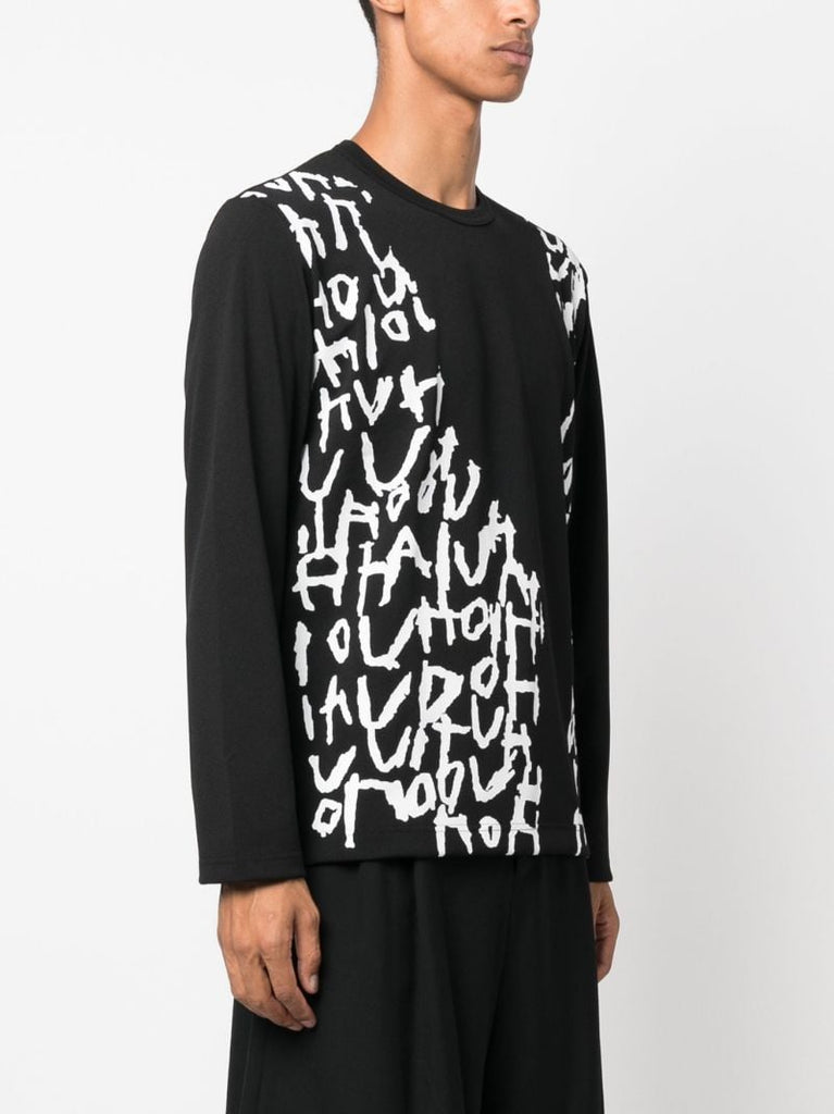 Black Graphic Print Jersey Sweater