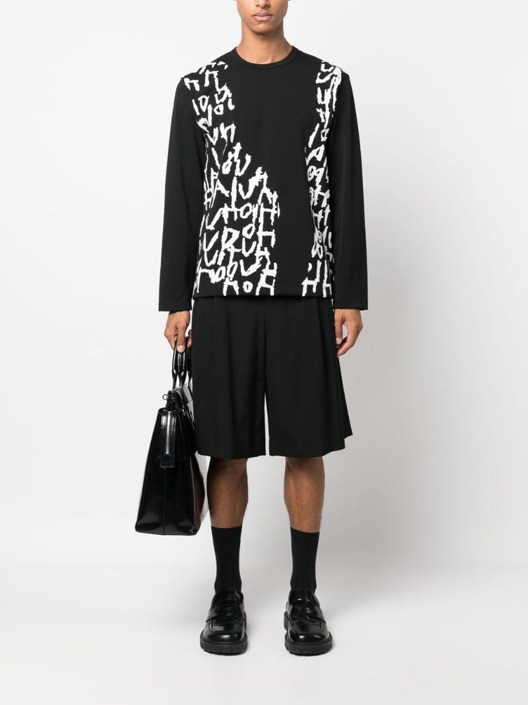 Black Graphic Print Jersey Sweater