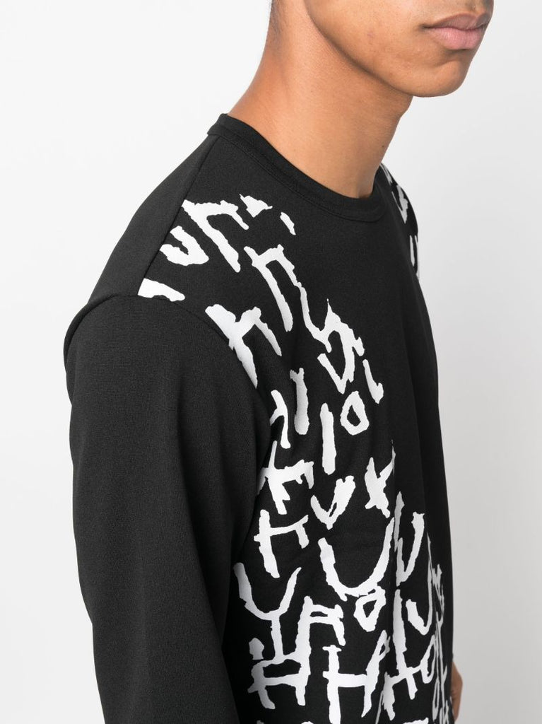 Black Graphic Print Jersey Sweater