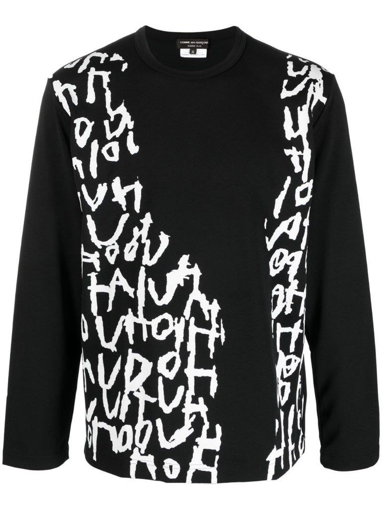 Black Graphic Print Jersey Sweater