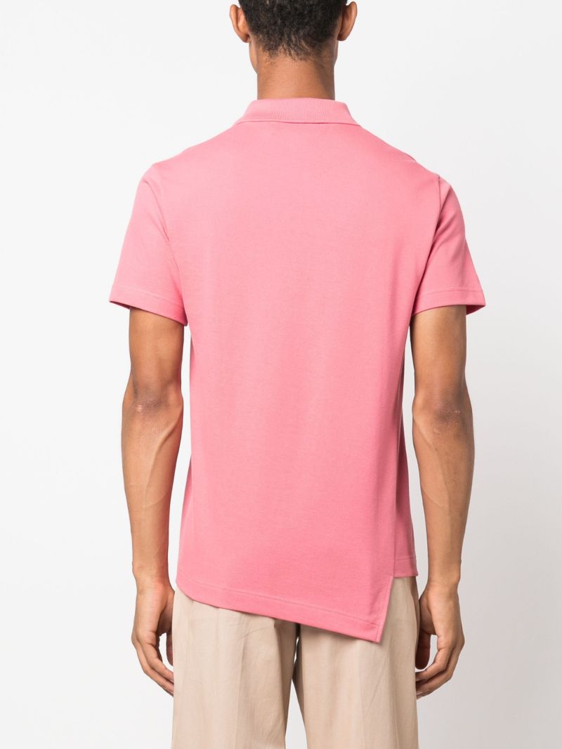 X Lacoste Pink Asymmetric Cotton Polo Shirt
