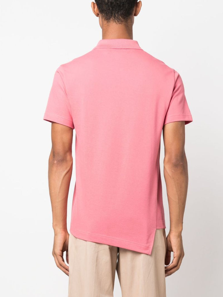 X Lacoste Pink Asymmetric Cotton Polo Shirt
