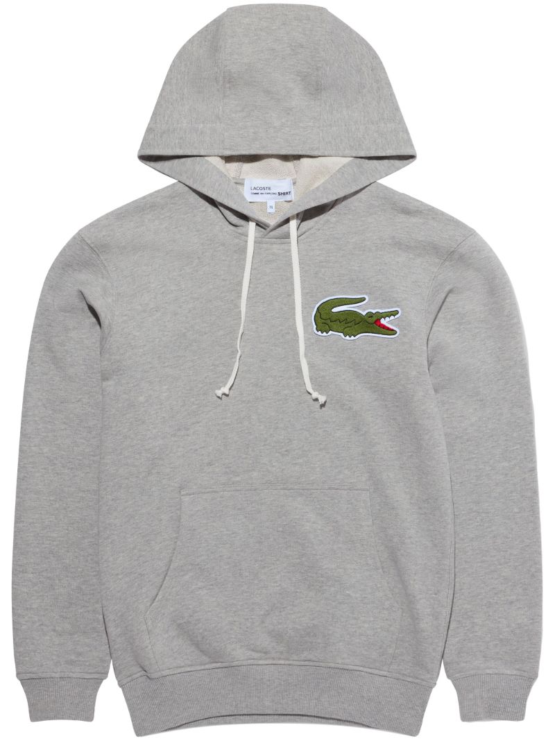 X Lacoste Grey Logo-embroidered Cotton Hoodie