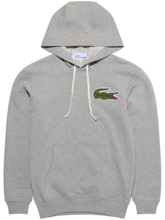 X Lacoste Grey Logo-embroidered Cotton Hoodie