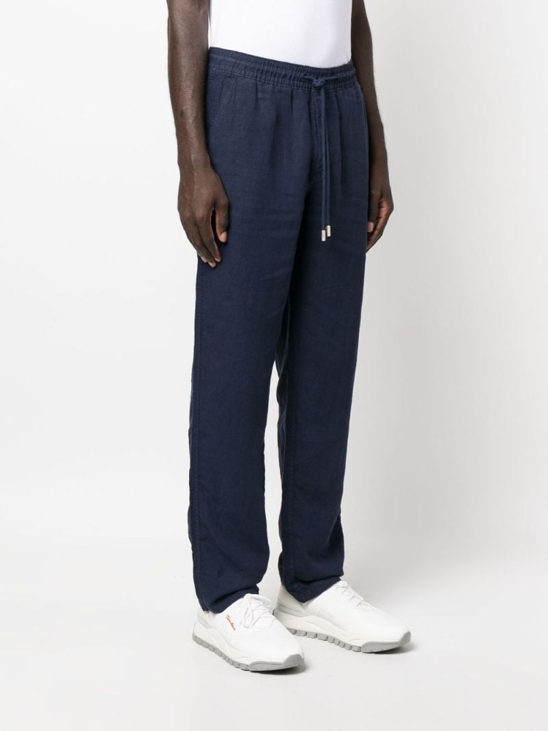 Blue Linen Drawstring Trousers