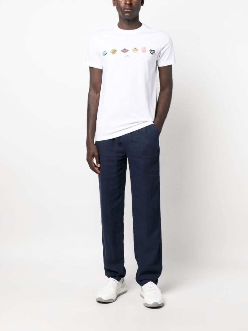 Blue Linen Drawstring Trousers