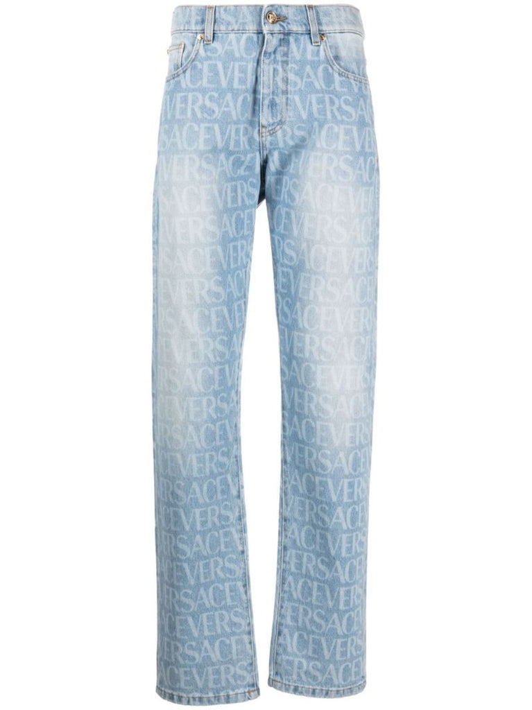Blue Allover Print Jeans