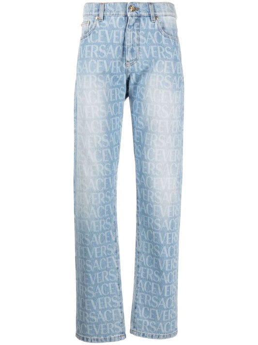 Blue Allover Print Jeans