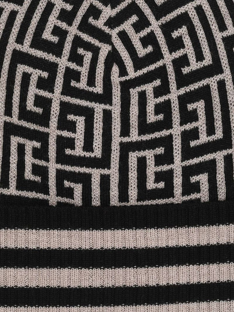 Black Monogram Wool Beanie Hat