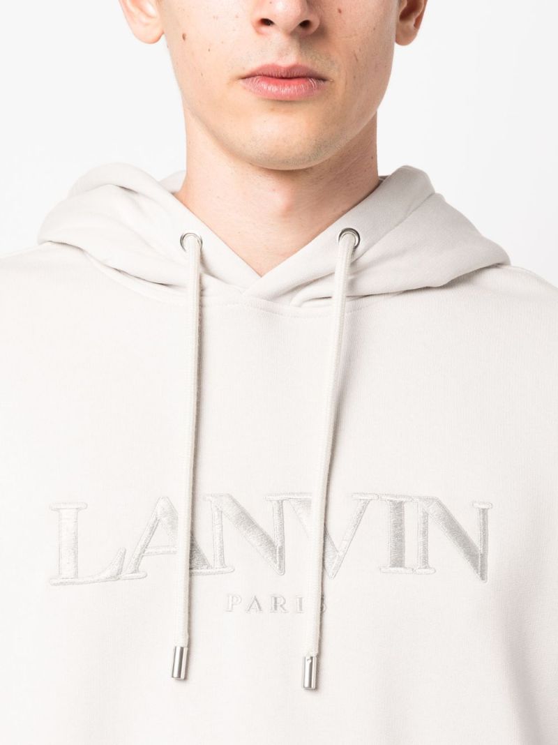 White Logo-embroidered Cotton Hoodie
