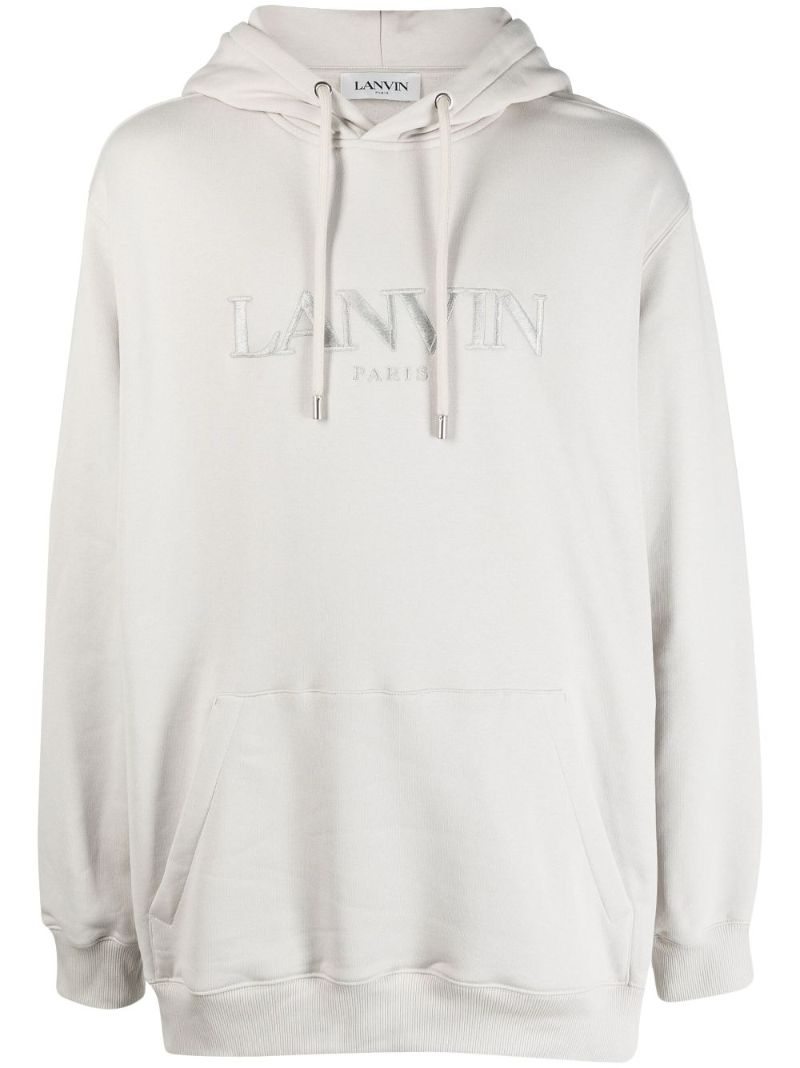 White Logo-embroidered Cotton Hoodie
