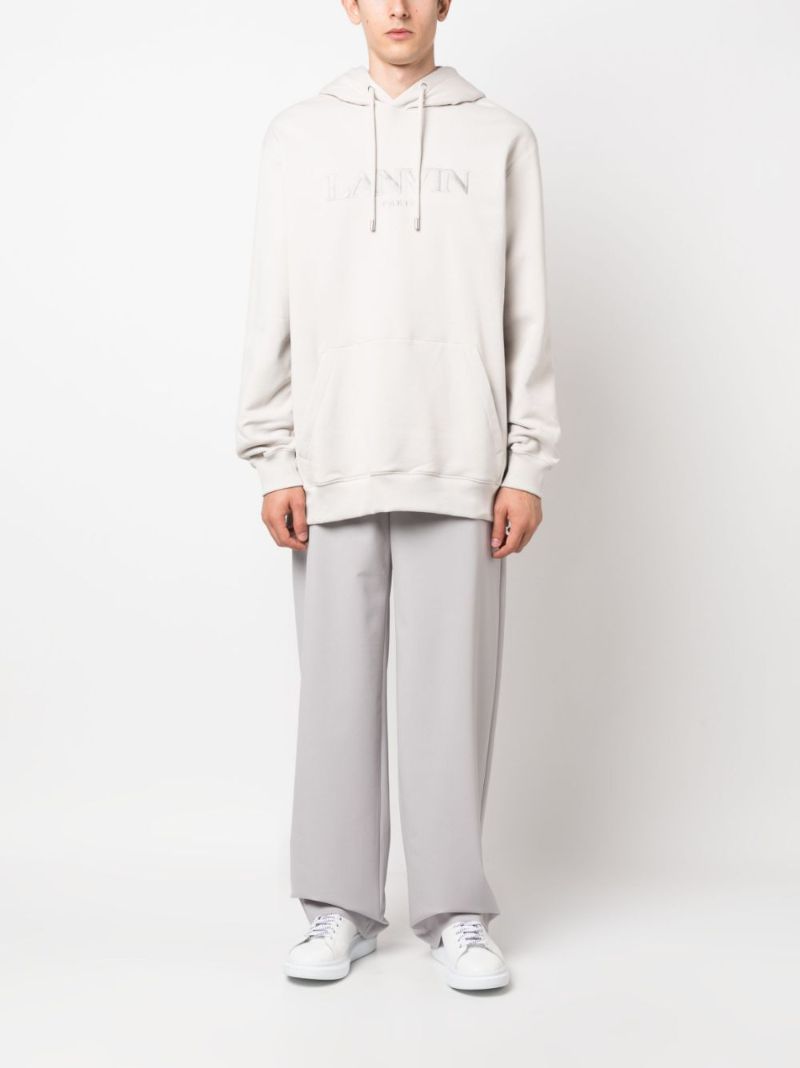 White Logo-embroidered Cotton Hoodie