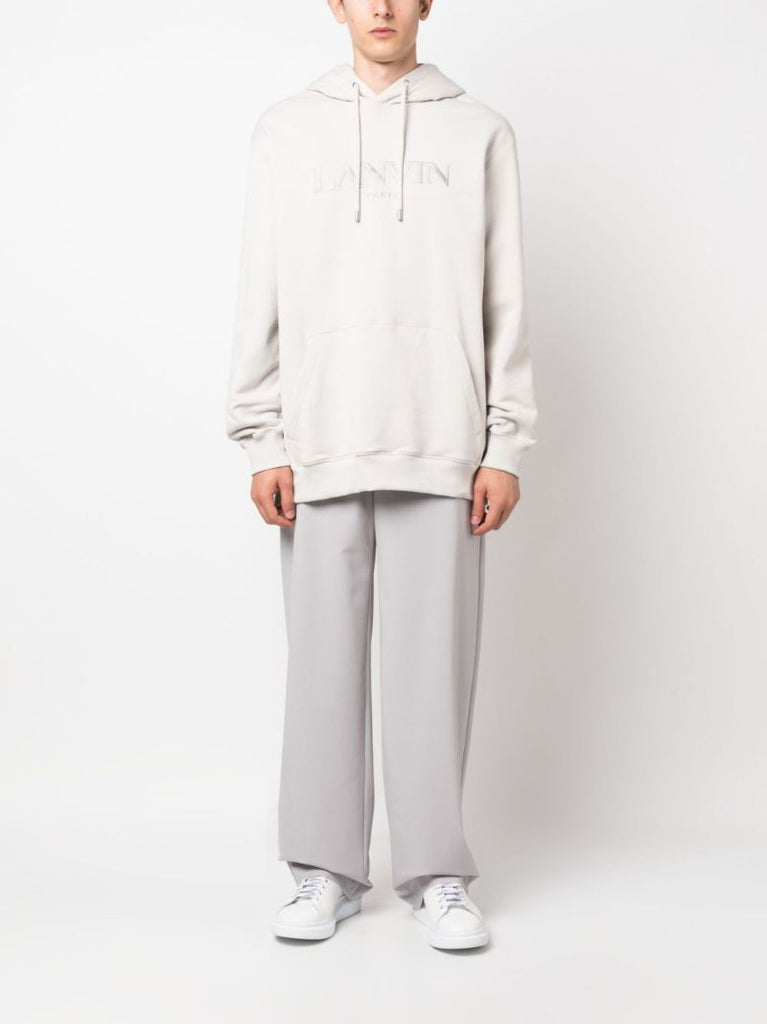 White Logo-embroidered Cotton Hoodie