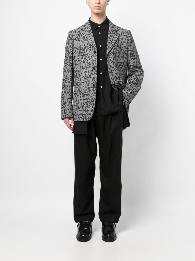 Grey Graphic Print Single Breasted Blazer