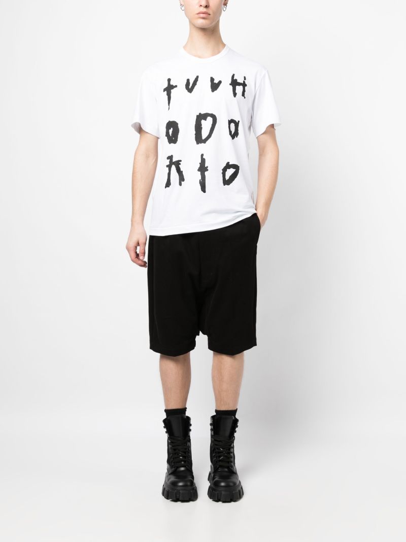 White Text-print Cotton T-shirt