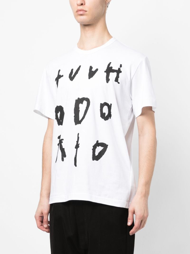 White Text-print Cotton T-shirt
