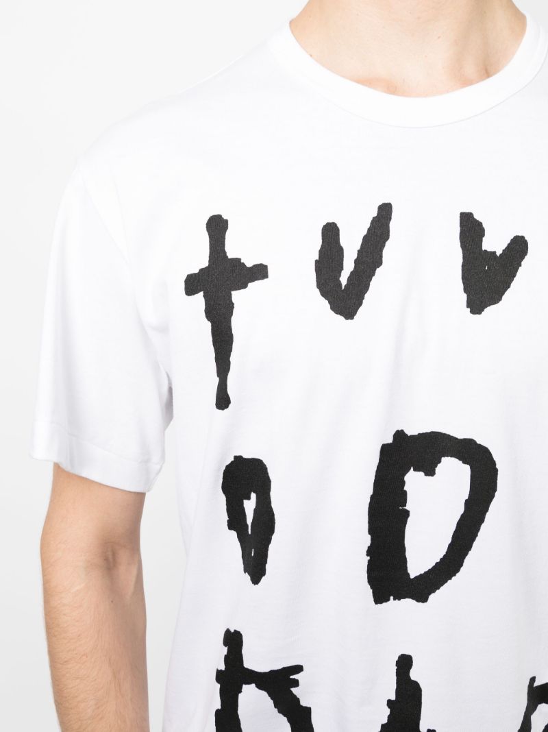 White Text-print Cotton T-shirt
