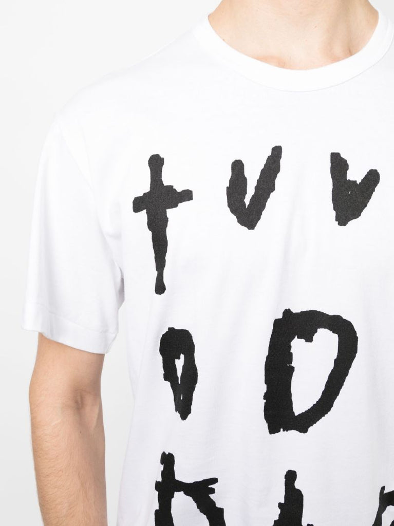 White Text-print Cotton T-shirt
