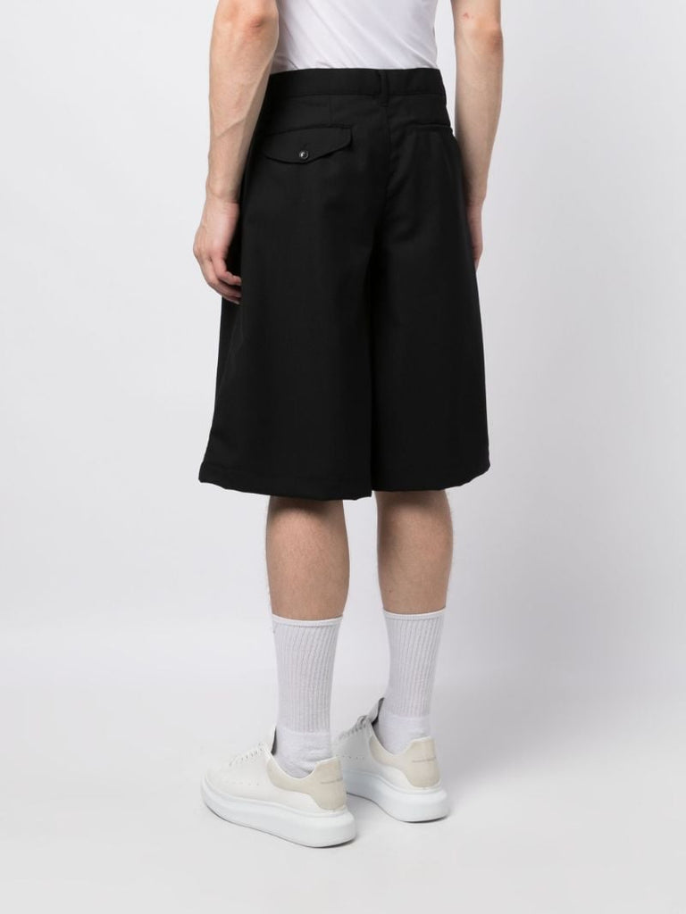 Black Wide-leg Wool Shorts