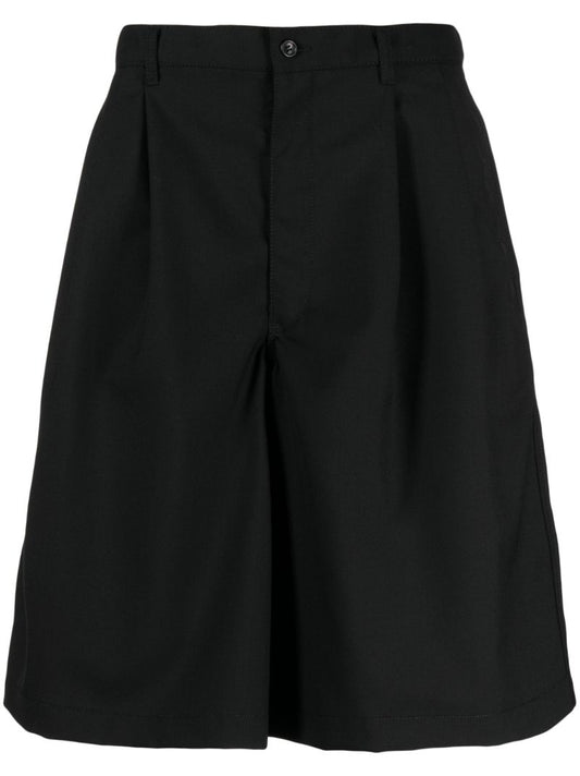 Black Wide-leg Wool Shorts