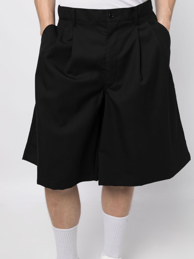 Black Wide-leg Wool Shorts