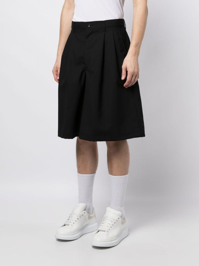Black Wide-leg Wool Shorts