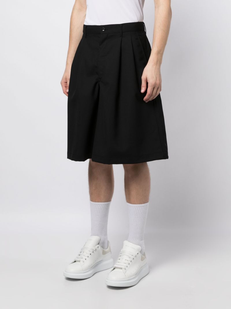Black Wide-leg Wool Shorts