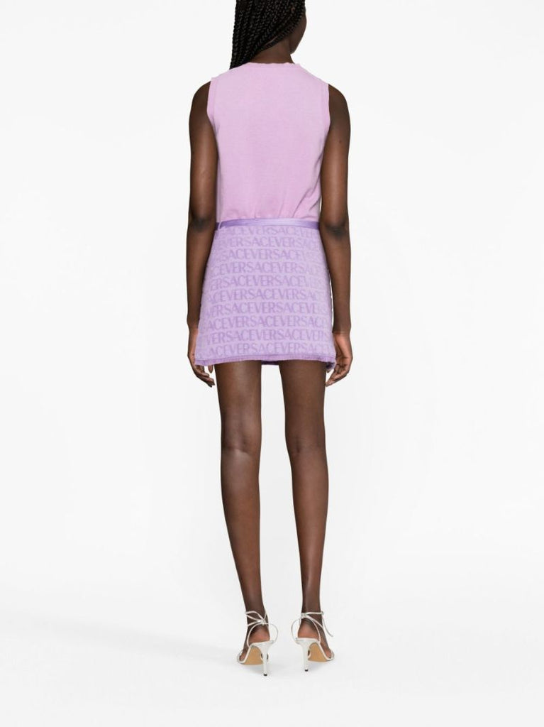 X Dua Lipa Purple Allover Jacquard Skirt