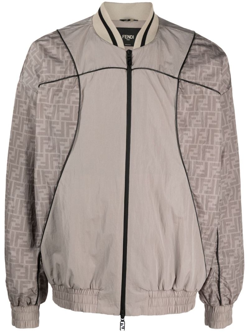 Grey Monogram Panelled Bomber Jacket