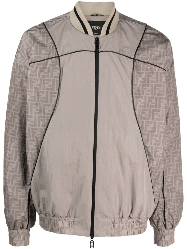 Grey Monogram Panelled Bomber Jacket