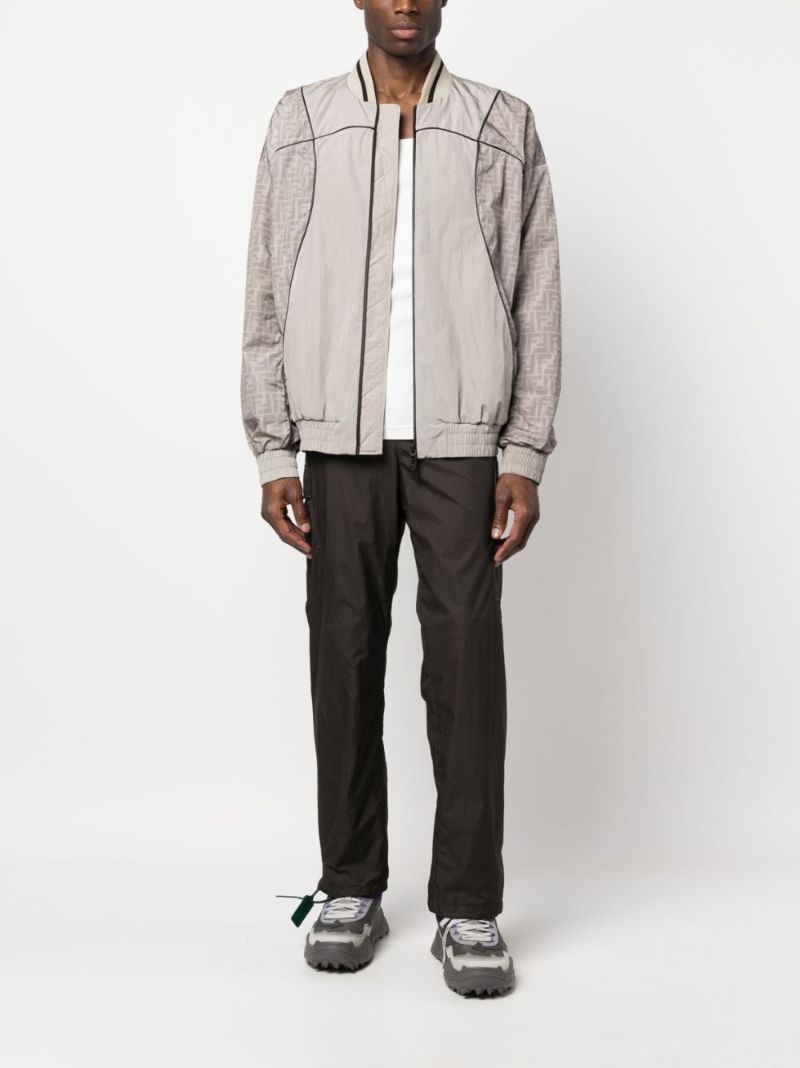 Grey Monogram Panelled Bomber Jacket