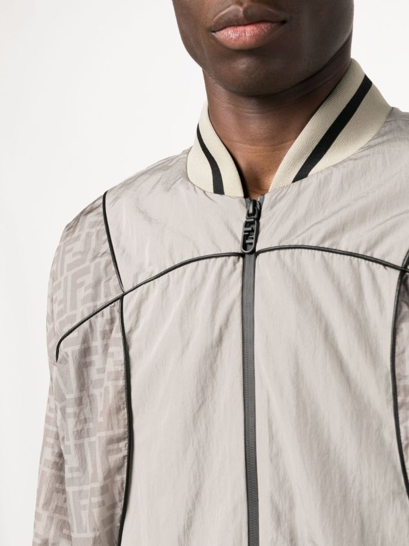 Grey Monogram Panelled Bomber Jacket