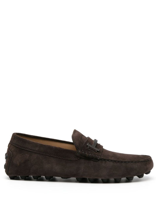 Brown Gommino Double-t Suede Loafers